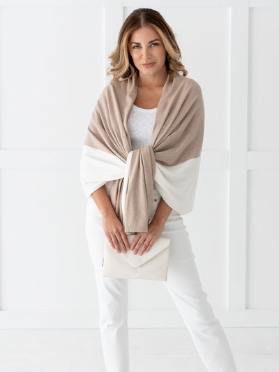 Zestt Organics Cashmere Cotton Luxe Travel Scarf - Sandstone And Ivory Colorblock product