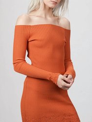 Ajour Mini Knit Dress In Orange
