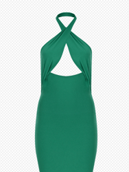 Halterneck Mini Knit Dress - Green