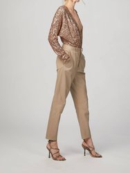 Mom Leather Pants In Sand - Sand