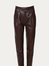 Pleated Leather Pants In Plum