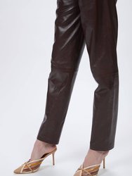 Pleated Leather Pants In Plum