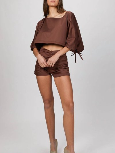 ZEYNEP ARCAY Ruched Mini Shorts In Brown product