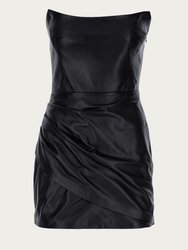 Strapless Mini Leather Dress In Black