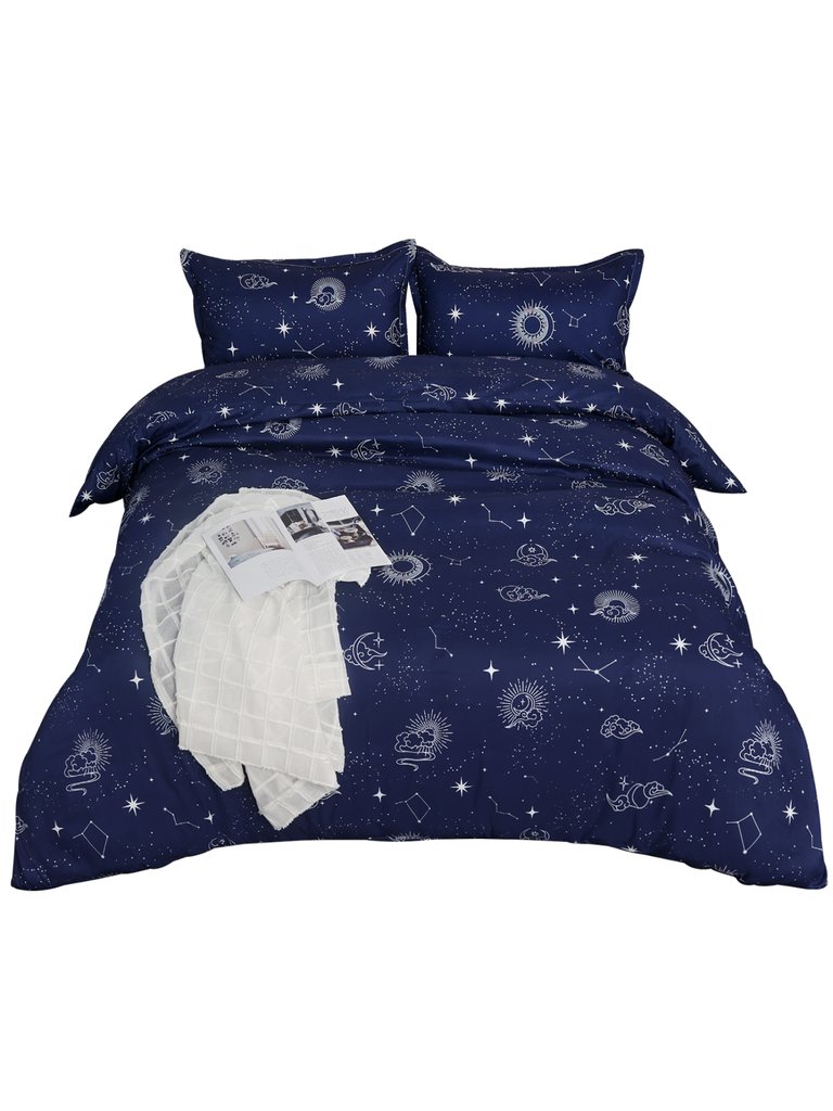 Double Sided Blue Starry Duvet Set - Blue Moon