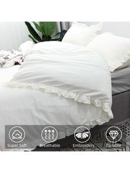 White Rustic Ruffle Duvet Set