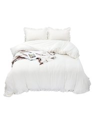 White Rustic Ruffle Duvet Set - White