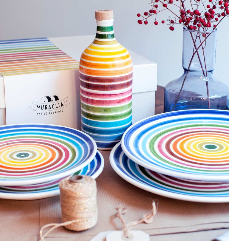 Frantoio Muraglia Hand-Made Rainbow Ceramic Plate