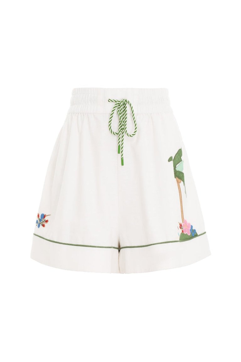 Clover Applique Relaxed Short - Ivory