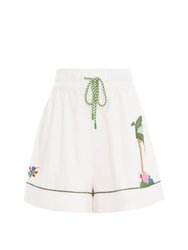 Clover Applique Relaxed Short - Ivory