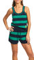 Crochet Tank Top In Navy And Green Stripes