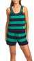 Crochet Tank Top In Navy And Green Stripes - Navy And Green Stripes