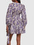 Devi Printed Linen Wrap Mini Dress In Indigo/cream Paisley