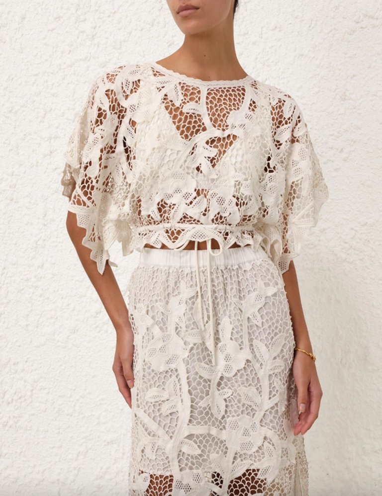 Golden Crochet Lace Top