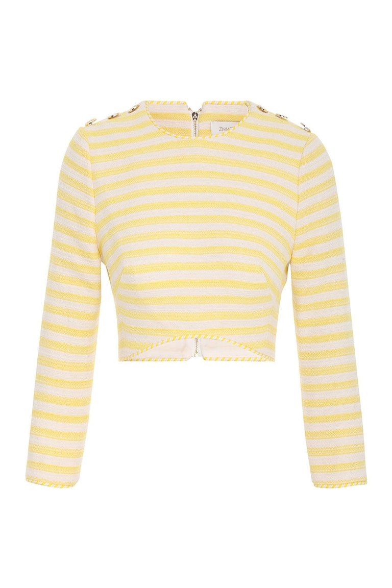 High Tide Crop Bodice Top - Yellow Cream Stripe