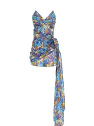 High Tide Wrap Playsuit - Blue Ikat Floral