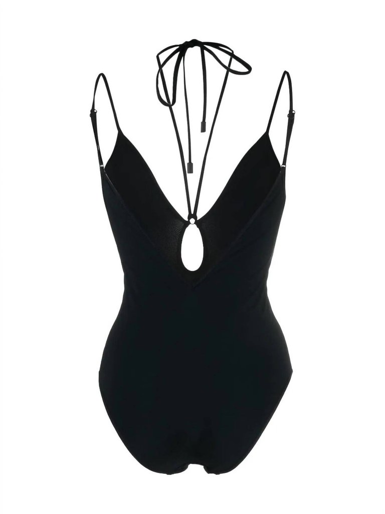 Jeannie Loop Front Halter Tie Srao One Piece