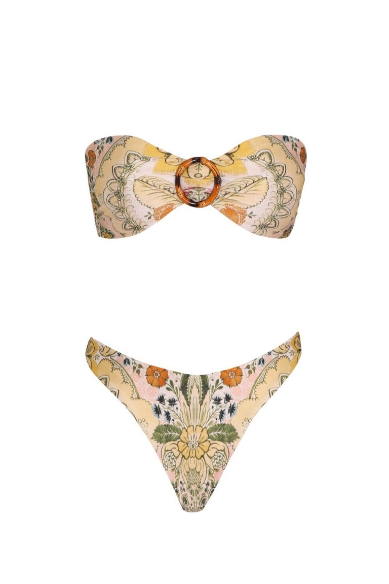 Laurel Bamboo Ring Bikini - Mustard Baroque Floral