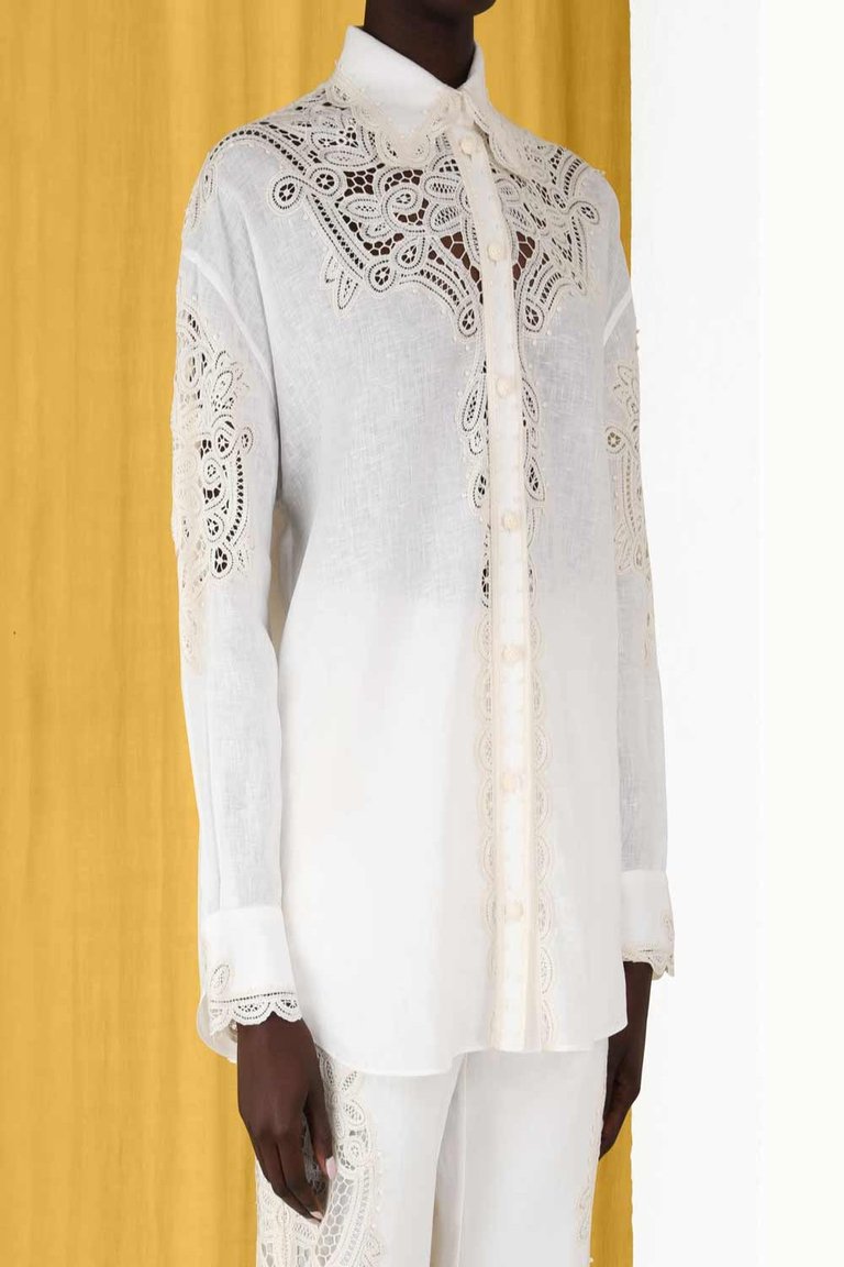 Laurel Embroidered Top - Ivory/Cream