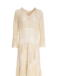 Laurel Knit Fringe Poncho - Natural