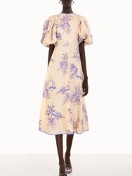 Linen Day Midi Dress - Pearl Palm Toile