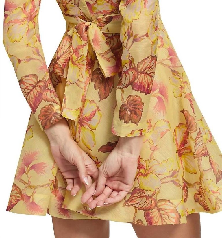 Matchmaker Floral Mini Dress In Yellow Hibiscus