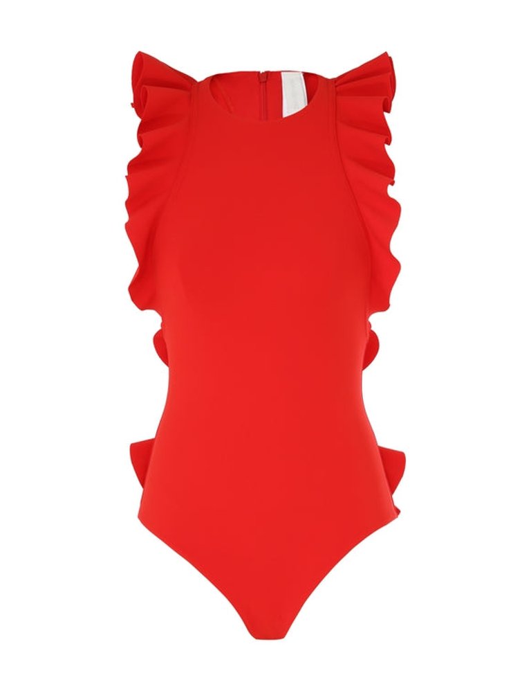Ottie Racer Back Frill One Piece - Red
