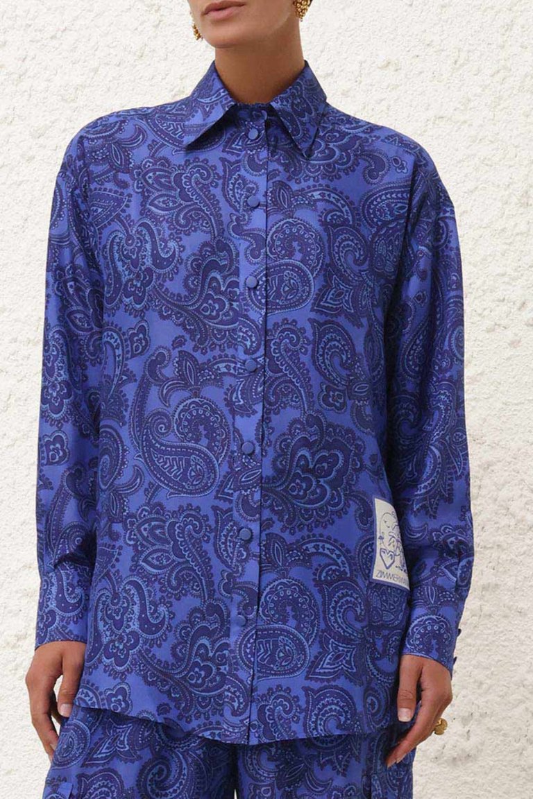 Ottie Relaxed Shirt - Blue Paisley