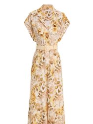 Rosa Roll Cuff Jumpsuit - Cream Peony Floral