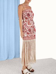 Vitali Fringe Mini Dress In Floral Sepia