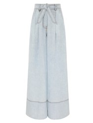 Wide Leg Denim Pant - Blue Smoke