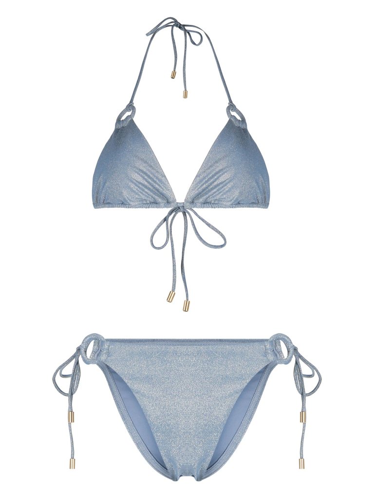 Zimmermann August Lurex Ring Tie Bikini Dusty Blue - Dusty Blue