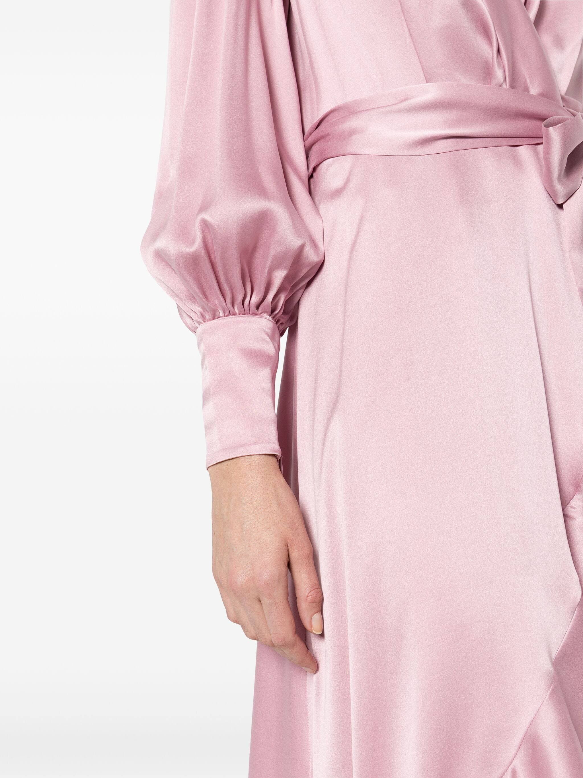 ZIMMERMANN Pink Silk Wrap Midi Dress Pink | Verishop